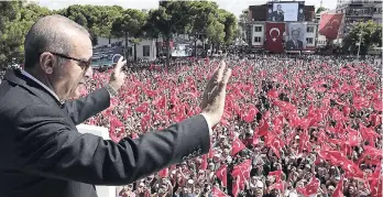  ?? AP ?? Turkey’s President Recep Tayyip Erdogan addresses his supporters in Ordu, Turkey, yesterday.