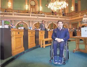  ?? ?? Colorado Rep. David Ortiz on the Colorado Capitol floor. He was the first state legislator to use a wheelchair.