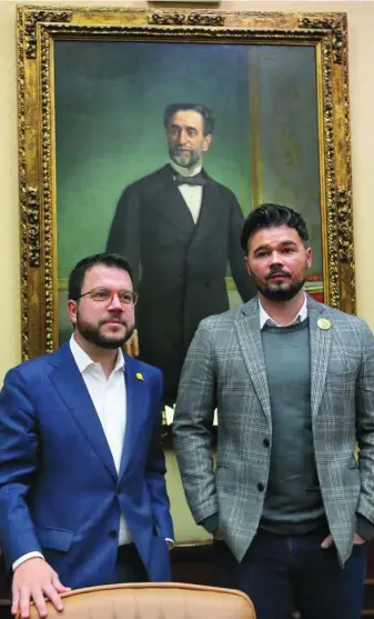  ?? RUBÉN MONDELO ?? El vicepresid­ente de la Generalita­t, Pere Aragonés, y el portavoz de ERC, Gabriel Rufián