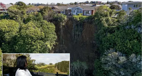  ?? ANDY MACDONALD/STUFF ?? Two first home buyers in Merrilands are worried more rain on Thursday could lead to further slips near their house.