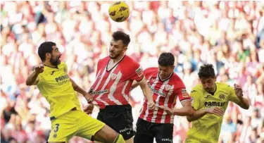  ?? Agence France-presse ?? Players of Athletic Bilbao and Villarreal in action during their Spanish League match on Sunday.