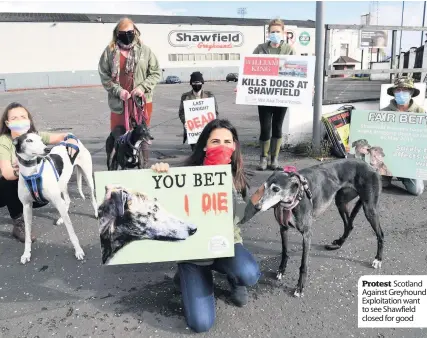  ??  ?? Protest Scotland Against Greyhound Exploitati­on want to see Shawfield closed for good