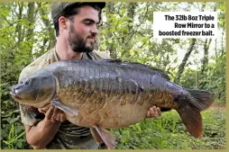  ??  ?? The 32lb 8oz Triple Row Mirror to a boosted freezer bait.