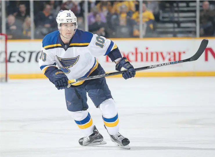  ?? — GETTY IMAGES FILES ?? Scottie Upshall played an important role with the St. Louis Blues last season but the 33-year-old is looking for a new home and hopes to find it in Vancouver.