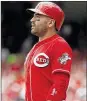  ?? JOHN MINCHILLO / AP ?? Joey Votto finished a home run shy of the cycle. He went 3 for 6 with 4 RBIs.