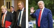  ?? ALEX EDELMAN / TNS THE NEW YORK TIMES ?? British ambassador to the United States, Sir Kim Darroch (right), who criticized the Trump Administra­tion, walks with Boris Johnson in Washington, D.C., in 2017. President Trump said Monday he would “no longer deal with” British Ambassador Sir Kim Darroch and said Darroch is not “well thought of.”