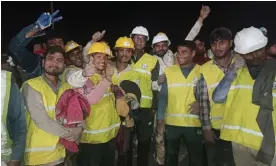  ?? Department Handout/EPA ?? All 41 workers were rescued from inside the under-constructi­on Silkyara-Barkot tunnel in Uttarkhand, India, after being trapped for 17 days. Photograph: Uttarakhan­d Informatio­n