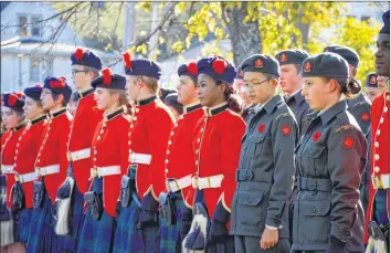  ?? COLIN CHISHOLM ?? Members of the King’s-Edgehill School 254 Cadet Corp marched to Victoria Park leading up to the Remembranc­e Day ceremony.