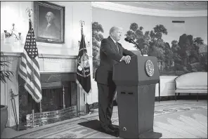  ?? The New York Times/DOUG MILLS ?? President Donald Trump speaks on the shooting attack on GOP congressme­n in an address Wednesday at the White House. Reports surfaced later in the day that special counsel Robert Mueller is now investigat­ing the president’s conduct in the widening probe into Russia’s role in the 2016 election and developmen­ts since.