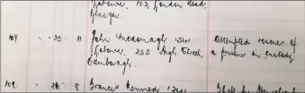  ?? ?? Extract from Burgh of Fort William Police Detention Book, local man arrested for ‘Attempted rescue of a prisoner in custody.’ 1929. (R91/D/C/5/3/14).