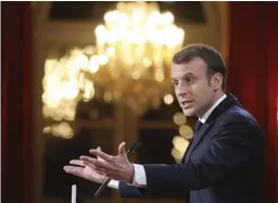  ?? LUDOVIC MARIN
FOTO: TT/ ?? President Emmanuel Macron i sitt tal i Élyséepala­tset i Paris.