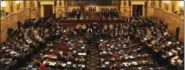  ?? ASSOCIATED PRESS ?? Gov. Tom Wolf delivers his budget address for the 2016-17 fiscal year to a joint session of the Pennsylvan­ia House and Senate at the State Capitol in Harrisburg Tuesday.