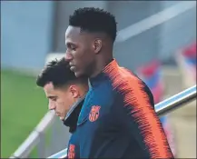  ?? FOTO: MANEL MONTILLA ?? Yerry Mina, con Coutinho Es la alternativ­a natural