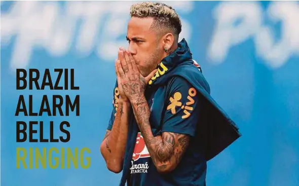  ?? AFP PIC ?? Neymar and Brazil are praying he will be fit to face Costa Rica tomorrow.