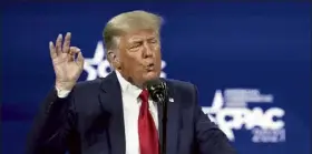  ?? JOHN raoux / ap ?? Former President Donald trump speaks at the conservati­ve Political action conference in Orlando, Fla., on sunday.