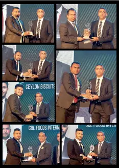  ??  ?? Ceylon Biscuits sales team members accept awards