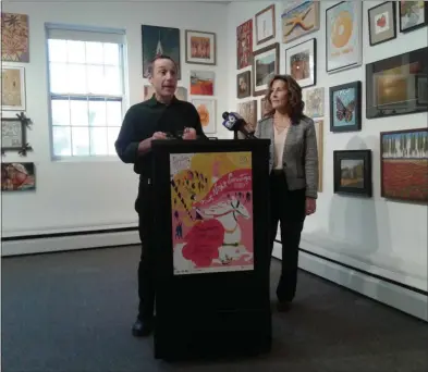  ?? MELISSA SCHUMAN - MEDIANEWS GROUP ?? Saratoga Arts executive director Joel Reed and board president Susanne Simpson announce the changes to the First Night fireworks.