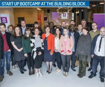  ??  ?? Participan­ts with AIB managers at the AIB Start- Up Bootcamp in conjunctio­n with the Entreprene­urs Academy last Wednesday, 12th April. The event was hosted in the Building Block, Sligo.