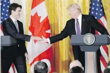  ??  ?? Prime Minister Justine Trudeau and U.S. Presdent Donald Trump meet at the White House last year. Former Mexican president Vicente Fox is lashing out at Trump’s divide-and-conquer tactics.