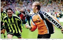  ??  ?? TOUGH: Keeper Nicky Weaver celebrates Man City’s win