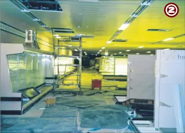  ??  ?? The various refrigerat­ion units are seen together with the different department­al aisles during the final few months of fitting-out of Sainsbury’s Bybrook store.