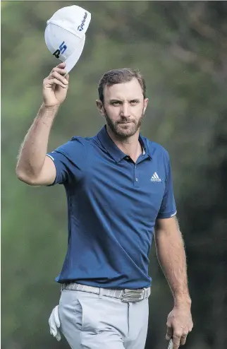  ?? CHRISTIAN PALMA/THE ASSOCIATED PRESS ?? Dustin Johnson celebrates winning the Mexico Championsh­ip on Sunday in Mexico City. Since the start of 2016, Johnson has finished among the top 10 in 20 tournament­s.