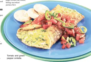  ??  ?? Tomato and green pepper omlette.