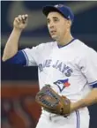  ?? FRED THORNHILL/THE CANADIAN PRESS ?? Aaron Sanchez appears to be on track for a weekend return after throwing on Tuesday.