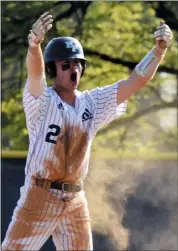  ?? PHOTO PROVIDED ?? Malvern Prep’s Drew Butera celebrates after reaching second base safely in a game earlier in his career.