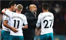  ?? Chris Brunskill/Fantasista/Getty Images ?? Manchester City’s Pep Guardiola makes his voice heard at Aston Villa this month. Photograph: