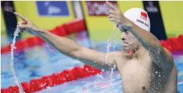  ??  ?? BUDAPEST: China’s Sun Yang reacts after competing in the men’s 200m freestyle final during the swimming competitio­n at the 2017 FINA World Championsh­ips in Budapest. — AFP