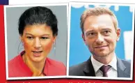  ??  ?? Lassen kein gutes Haar an Merkel: Sahra Wagenknech­t (Linke) und Christian Lindner (FDP)