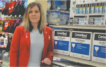  ?? [WHITNEY NEILSON / THE OBSERVER] ?? Store manager Sara Tilcox says customers appreciate the changes to the store, including tripling the products available in store. They’ll hold their grand re-opening May 5 and 6, but they’re open for business now.