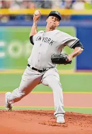  ?? Julio Aguilar/Getty Images ?? Frankie Montas said Wednesday that his shoulder wasn’t fully healthy when he was acquired by the New York Yankees at the trade deadline last season, but the right-handed starter said he tried to “push through” after joining his new team.