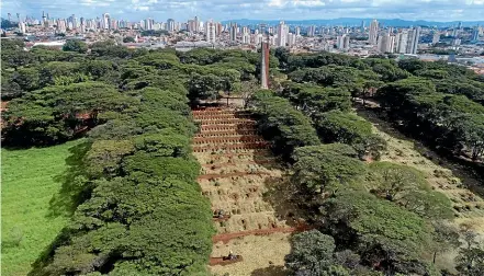  ??  ?? Workers use excavators to dig more graves amid the Covid-19 pandemic at the Vila Formosa cemetery in Sao Paulo, Brazil.