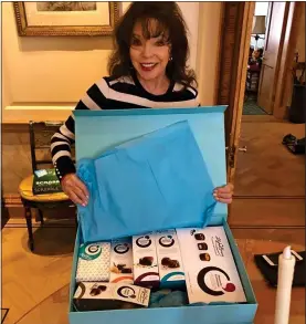  ??  ?? SWEET SECLUSION:
Joan Collins, 86, unwraps a bumper supply of chocolate