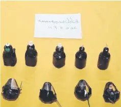  ??  ?? Undated images (above and above right) of explosives seized by Saudi security forces. — Reuters photo