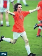  ??  ?? 1997
May the Force be with you. Star Wars actor Ewan Mcgregor celebrated scoring a goal at an all-stars game in aid of the Calton Athletic drugs rehabilita­tion and prevention project in Glasgow.