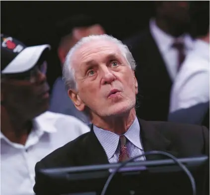  ?? JOHN MCCALL/SOUTH FLORIDA SUN SENTINEL ?? Pat Riley and the Heat wanted to go big last summer and wound up going home with less than they expected. That said, expect the same aggressive approach this offseason from a franchise that can’t help but think big.