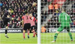  ??  ?? SOUTHAMPTO­N: Southampto­n’s English goalkeeper Fraser Forster (R) watches before saving a shot from West Bromwich Albion’s English-born Scottish midfielder James Morrison during the English Premier League football match between Southampto­n and West...