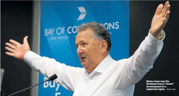  ?? Photo / File ?? Shane Jones says the Westland loan is “classic” developmen­t for a neglected region.