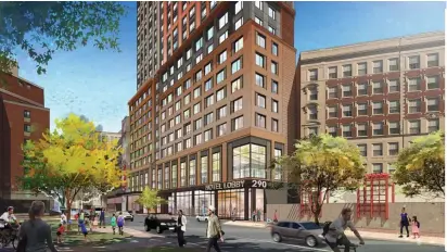  ?? RENDERINGS COURTESY OF STANTEC ?? MOVING ON UP: An ‘affordable housing’ project is planned for 290 Tremont St. in Chinatown. The building would be 30 stories high and may include a branch of the Boston Public Library.
