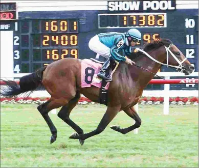  ?? COADY PHOTOGRAPH­Y ?? Good Bye Greg wins an optional claimer on turf July 21. He’s back on Polytrack on Sunday.