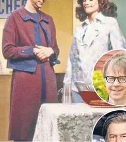  ?? ?? Dana Carvey (top) as the Church Lady in a 1986 “Saturday Night Live” sketch with Jan Hooks. Insets top and bottom: Carvey and David Spade, who co-host a new podcast about “SNL” available on all platforms.