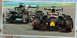  ?? ?? FOCUS: Mercedes-AMG driver Lewis Hamilton and ( above) Max Verstappen in the Red Bull Racing RB16B Honda leading Hamilton during the F1 Grand Prix of Abu Dhabi at Yas Marina Circuit