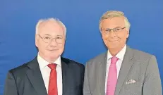 ?? FOTO: WILFRIED MEYER ?? Der Vorsitzend­e der Mittelstan­dsvereinig­ung, Norbert Hüsson (l.) mit dem scheidende­n CDU-Politiker Wolfgang Bosbach.