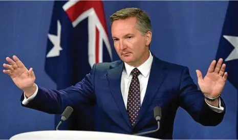  ?? PHOTO: MICK TSIKAS/AAP ?? WANTS ANSWERS: Shadow treasurer Chris Bowen rips into the Turnbull Government in Sydney yesterday.