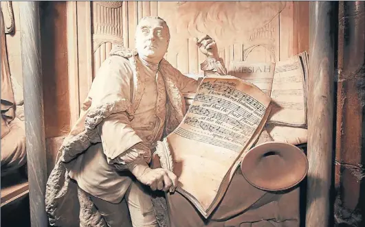  ?? PETER MACDIARMID / GETTY IMAGES ?? Estatua del compositor alemán Georg Friedrich Händel en la abadía de Westminste­r, en Londres, donde tuvo lugar su funeral. Hace ya 270 años del estreno en Dublín, en 1742, del oratorio El Mesías