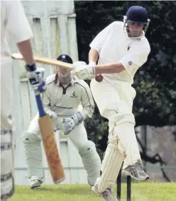  ??  ?? Cropston’s Sam Hickinbott­om scored 40 with the bat and then took two wickets for four runs.