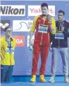  ?? Picture: AP ?? Mack Horton (left) with China's Sun Yang and Italy's Gabriele Detti.